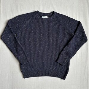 Wellen Headlands Sweater Mens Small Navy Blue Huckberry Waffle Knit Crew Neck